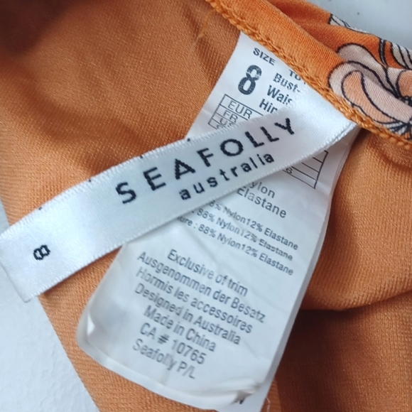 Seafolly Splendor Floral Shirred Bandeau Sz 8/10 Bikini - Picture 9 of 12